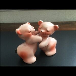 Vintage 1940's Hugging Bears Salt and Pepper Shakers.  Have cork stoppers.
